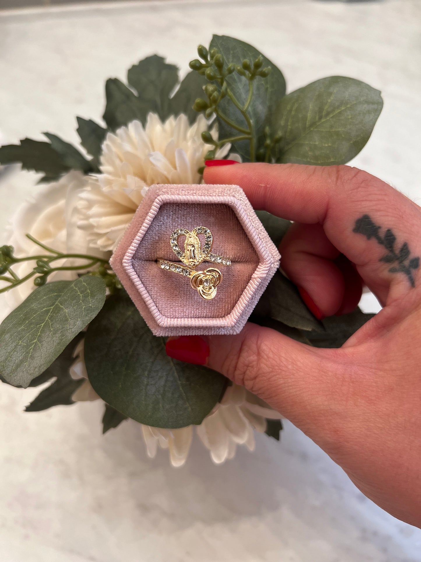 Rose Virgin Mary Gold Ring