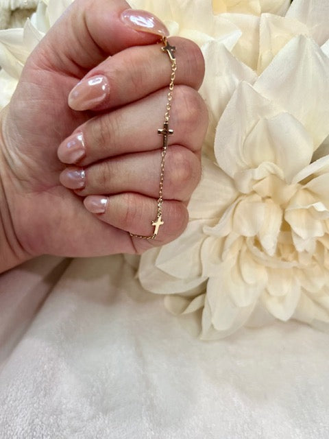 Dainty Gold Multi Cross Bracelet