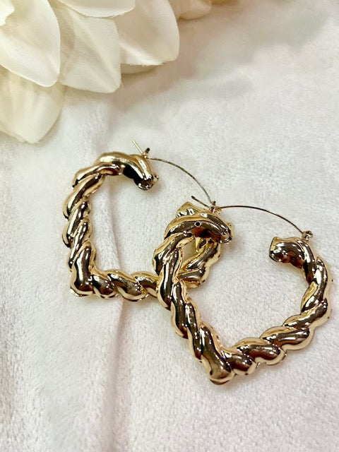 Heart Bamboo Hoop Earrings