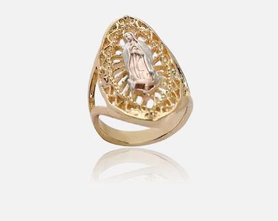 Two Tone Plated Virgin Mary Guadalupe Religious ring