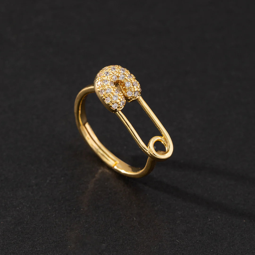 Adjustable Gold Safety Pin Ring