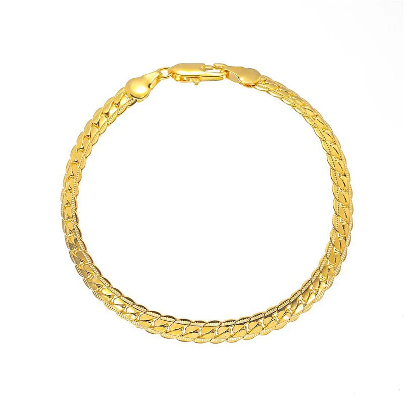 Gold/Silver Embossed Chain Men's Bracelet