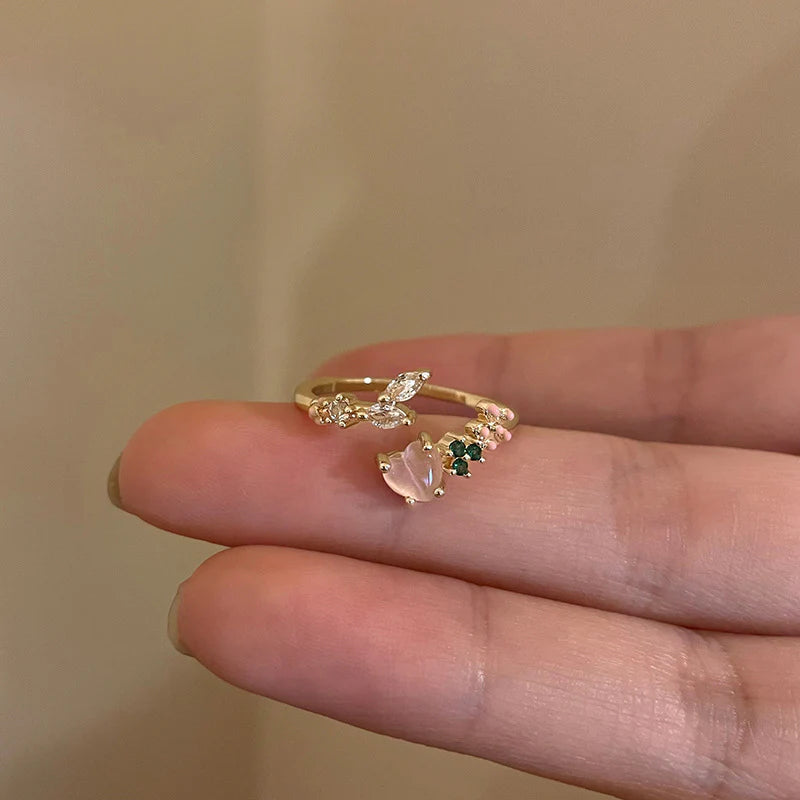 Adjustable Ring Love with Pink Diamond