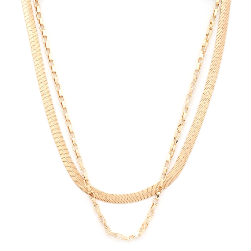 FLAT SNAKE LINK LAYERED NECKLACE