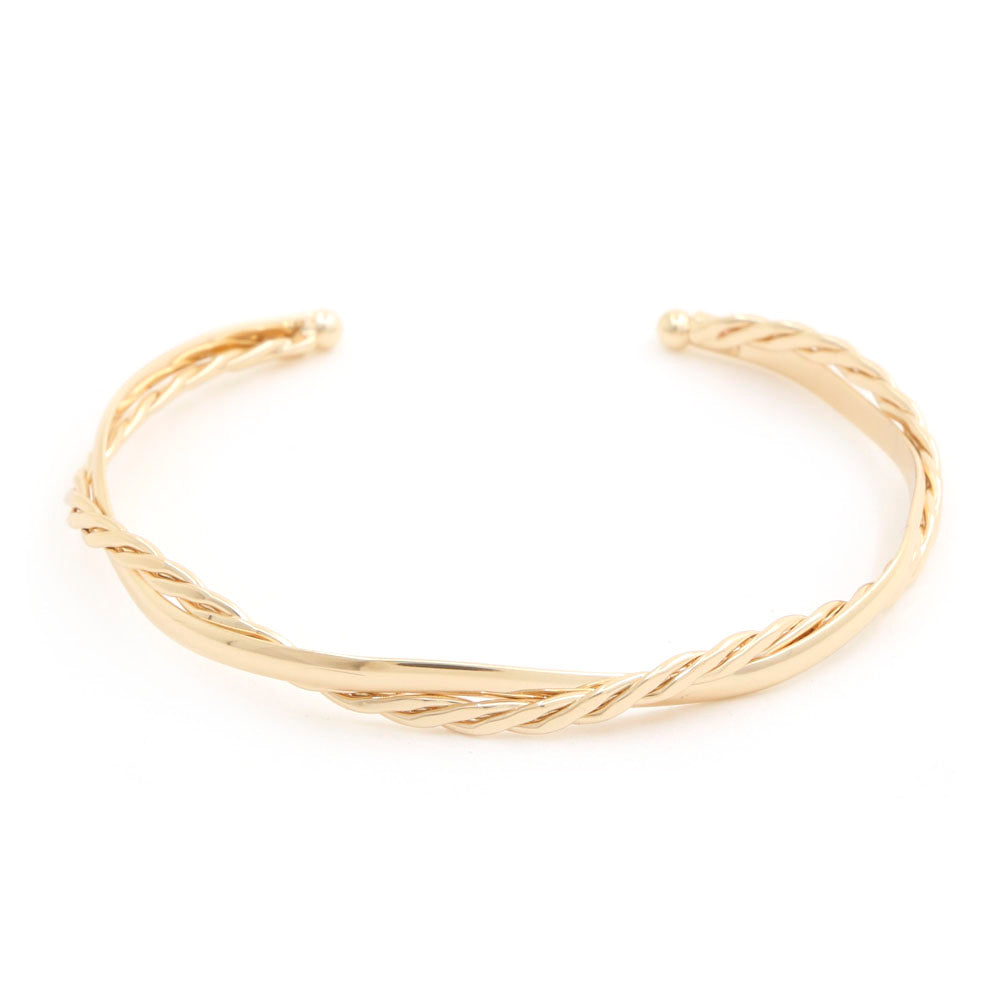 TWISTED OPEN CUFF GOLD DIPPED BRACELET