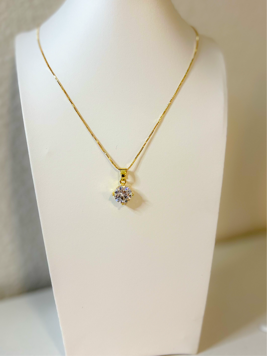 Diamond Cubic Zirconia Gold Necklace