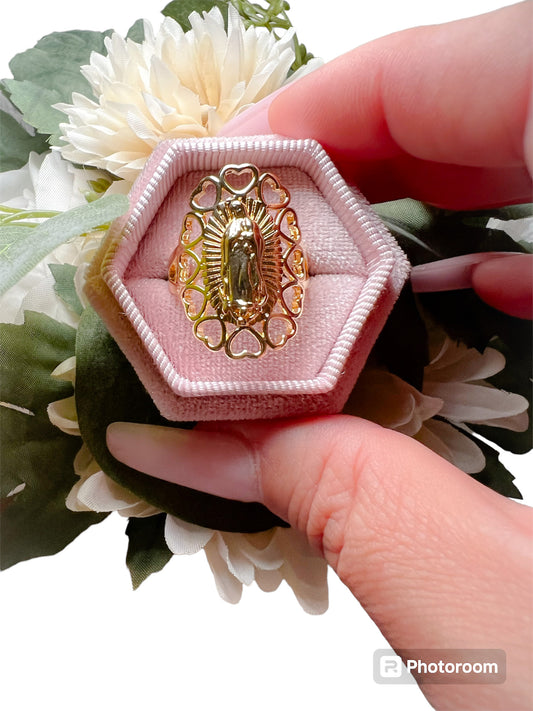 Heart Cherry Blossom Virgin Mary Ring