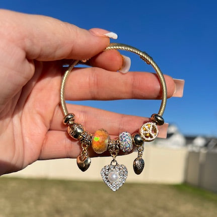 Gold Heart Charm Bracelet