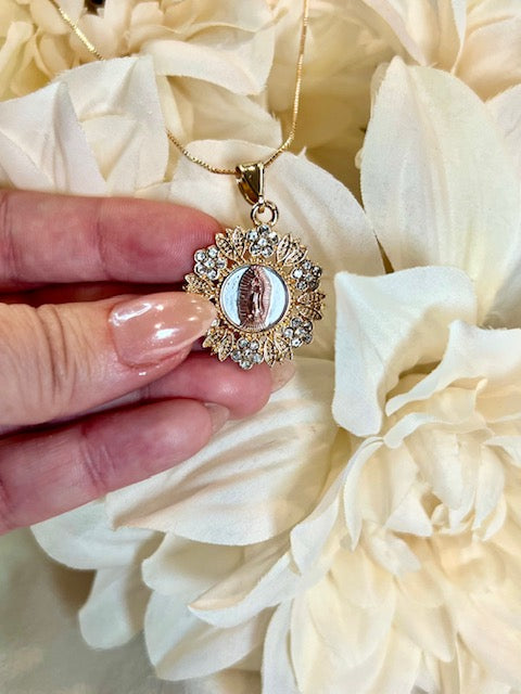 Gold & Rose gold Virgin Mary Necklace