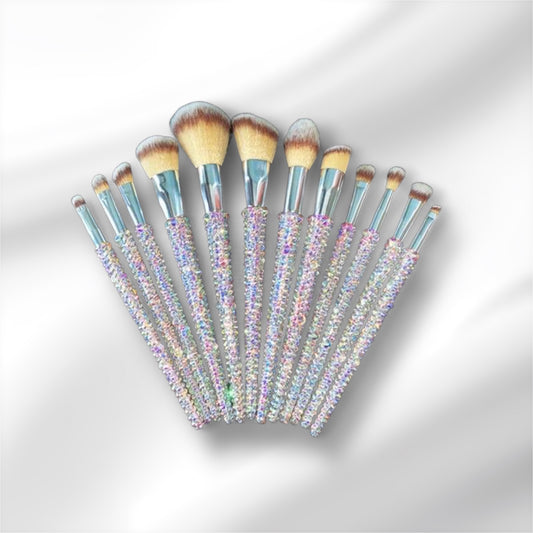 Silver Rhinestone makeup brushes