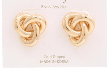 GOLD DIPPED BRASS KNOT METAL EARRING