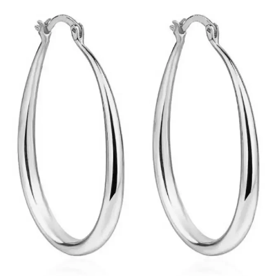 Oval Silver Vintage Hoops