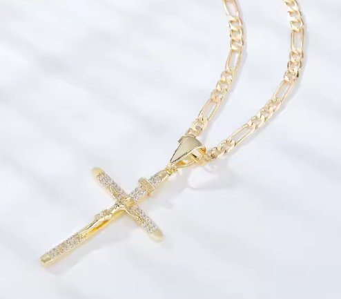 Gold Plated Crucifix 20 in Necklace with Pendant