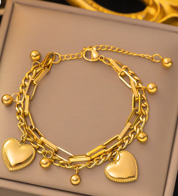 Double Charm Heart Bracelet